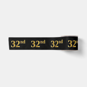 Ruban En Satin Or Faux/Imitation "32ème" Numéro d'événement (Noir