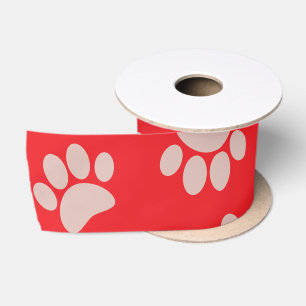 Ruban En Satin Or rose et burgundy Motif de patte de chien de Noë