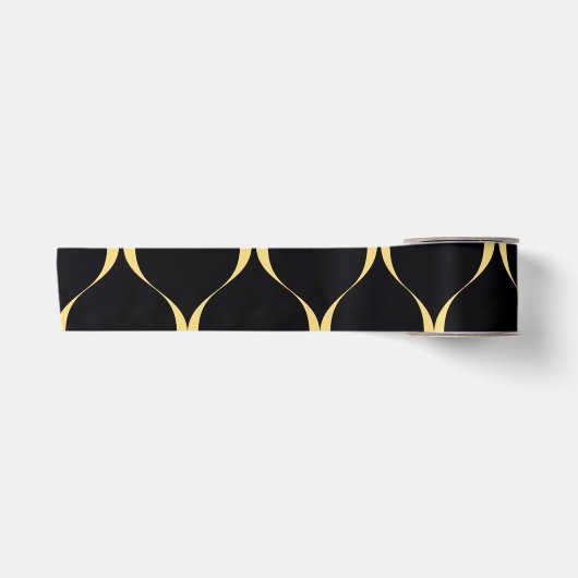 Ruban En Satin Or, simple, moderne, luxueux graphisme ondulé (Devant)