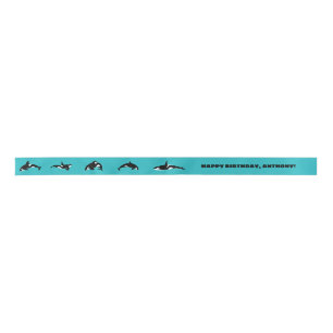 Ruban En Satin Orcas Tueur Baleines Turquoise Bleu Personnalisé