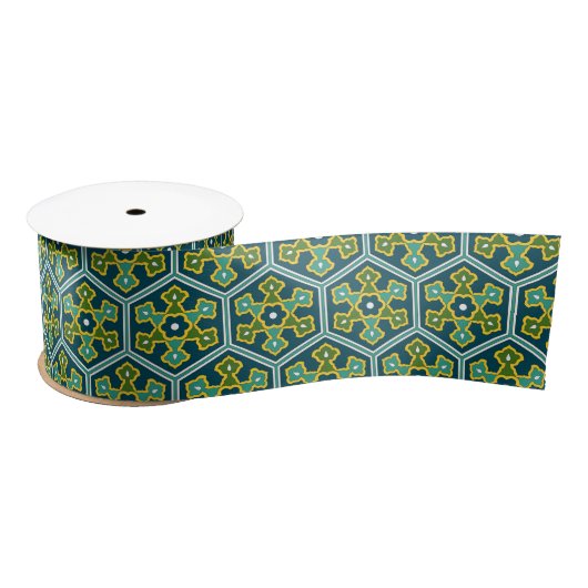 Ruban En Satin Oriental bleu jaune vert ottoman turc Hexagon (Bobine)