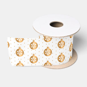Ruban En Satin Ornements de Noël Blancs et Dorés