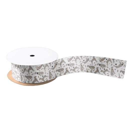 Ruban En Satin Os et pattes Weimaraner blanc (Bobine)