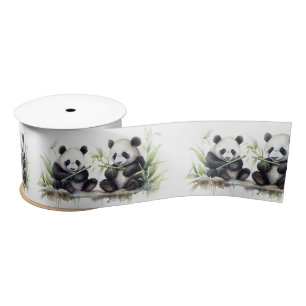 Ruban En Satin Ours De Panda Avec Pierres En Bambou