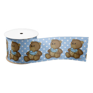 Ruban En Satin Ours en peluche avec Bib sur Pois
