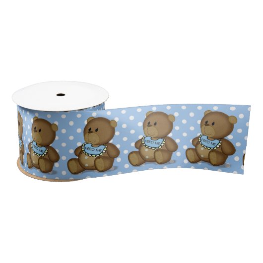 Ruban En Satin Ours en peluche avec Bib sur Pois (Bobine)