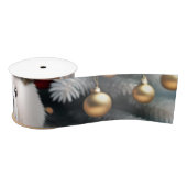 Ruban En Satin Ours polaire moelleux de noël avec cadeau. (Bobine)