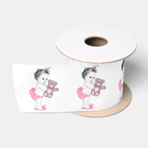 Ruban En Satin Ourson en peluche rose pour bébé Fille Baby Shower