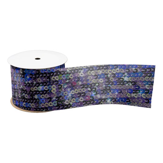 Ruban En Satin Paillettes bleu violet | motif étincelant (Bobine)