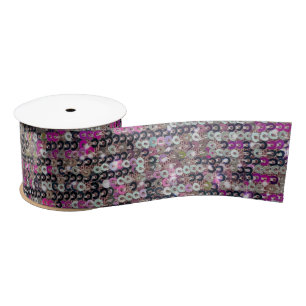 Ruban En Satin Paillettes en argent rose parties scintillant moti