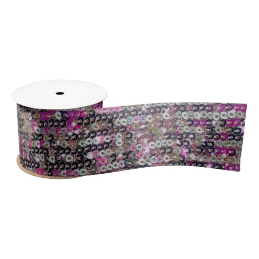Ruban En Satin Paillettes en argent rose parties scintillant moti (Bobine)