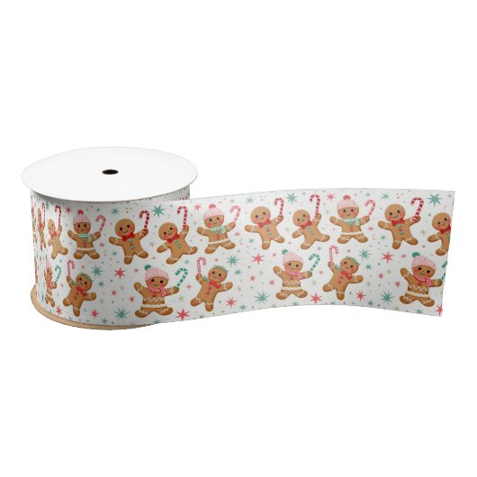 Ruban En Satin Pain d'épices de Noël Hommes tenant des Sucres de (Bobine)
