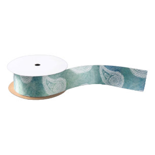 Ruban En Satin Paisley bleu profond