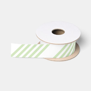 Ruban En Satin Pale vert et blanc cinq bandes motif