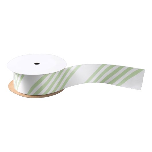 Ruban En Satin Pale vert et blanc cinq bandes motif (Bobine)