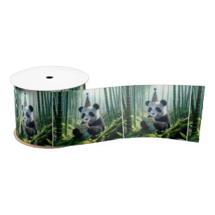 Ruban En Satin Panda Bear Lecture d'une carte d'anniversaire