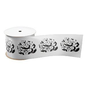Ruban En Satin Pandas Family Ribbon Love - Peinture