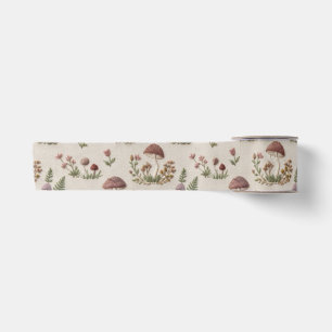 Ruban En Satin Papier Cadeau Broderie Animaux de Bois & Champigno