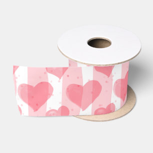 Ruban En Satin papier cadeau coeurs aquarelle Saint Valentin