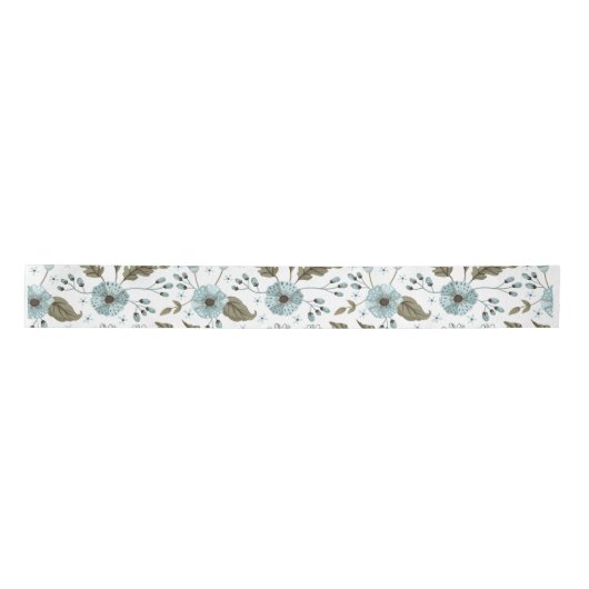 Ruban En Satin Papier floral bleu et vert (Devant)
