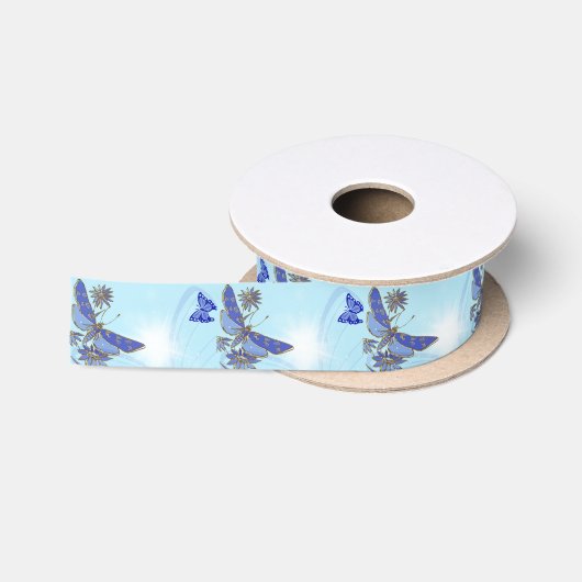 Ruban En Satin Papillon Bleu (Bobine)