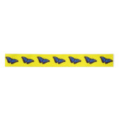 Ruban En Satin Papillon bleu Morpho sur Bright Yellow (Devant)