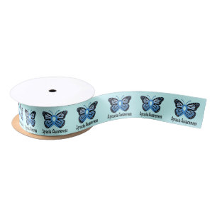 Ruban En Satin Papillon de conscience d'apraxie de l'espoir 1,5"