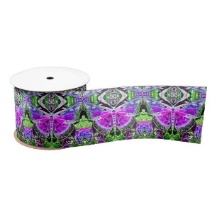 Ruban En Satin Papillon et Médaillon Motif Batik en violet