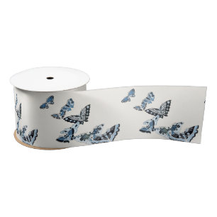Ruban En Satin Papillon japonais Vintage bleu