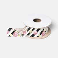 Papillons d'or, marguerites Roses Blancs noir