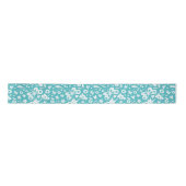 Ruban En Satin Papillons Et Fleurs Sur Aqua (Devant)