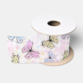 Ruban En Satin papillons pastel (Bobine)