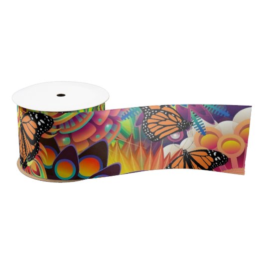 Ruban En Satin Papillons psychédéliques (Bobine)
