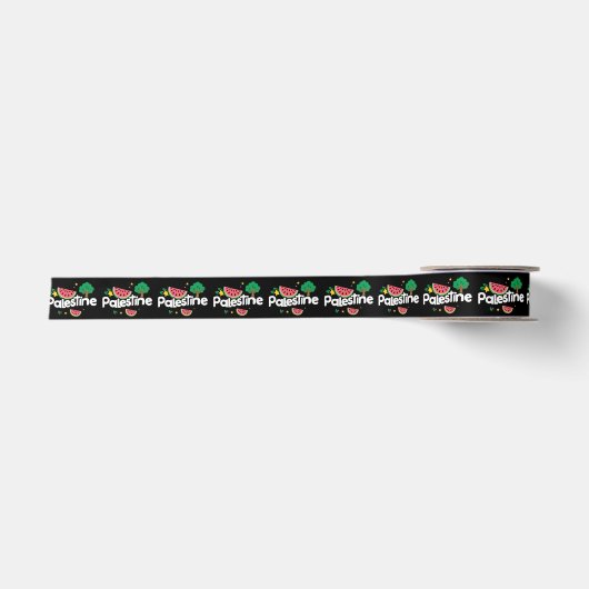 Ruban En Satin Parole palestinienne mignonne entourée de pastèque (Devant)