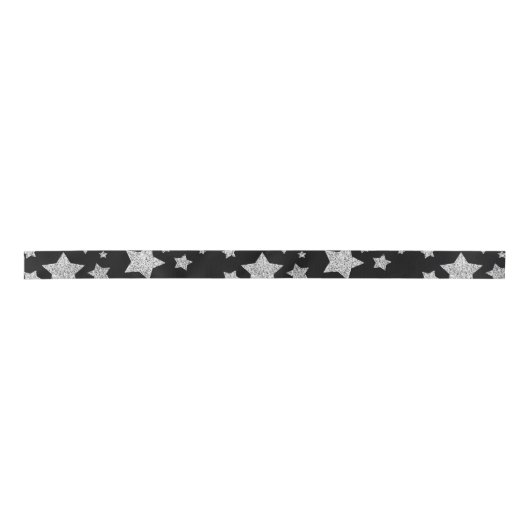 Ruban En Satin Parties scintillant argent scintille Étoiles motif (Devant)