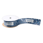 Ruban En Satin Parties scintillant Bleu Faux Regarder avec texte  (Bobine)