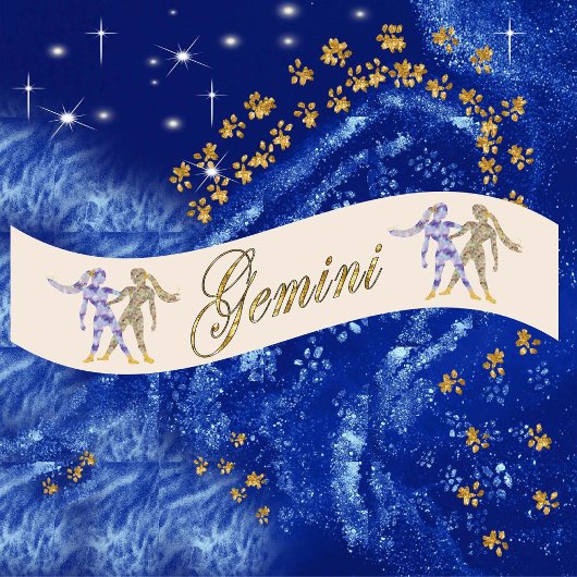 Ruban En Satin Parties scintillant d'or Gemini Zodiac cadeau d'an