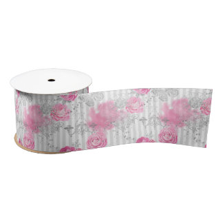 Ruban En Satin Parties scintillant moderne élégant rose girly mot