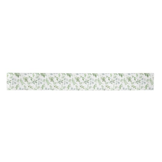 Ruban En Satin Pastel Aquarelle Verdure Eucalyptus Motif (Devant)