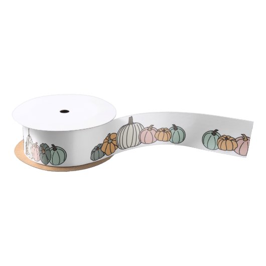 Ruban En Satin Pastel Pumpkins Satin Ribbon (Bobine)