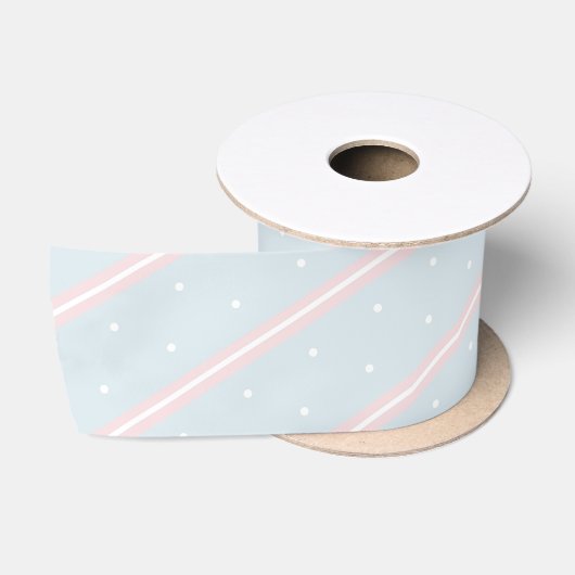 Ruban En Satin Pastel rose, bleu et blanc (Bobine)