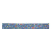 Ruban En Satin Pastel sur Blue Happy Birthday Texte avec Confetti (Devant)