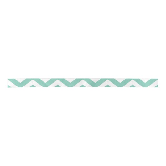 Ruban En Satin Pastel Turquoise & Blanc Chevron Mariage Anniversa (Devant)