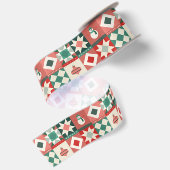 Ruban En Satin Patchwork Noël Rouge et Vert (Dos)