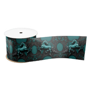 Ruban En Satin Pays de l'Ouest Equine Equestre Cheval Turquoise