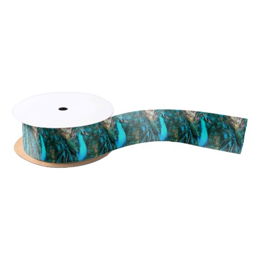 Ruban En Satin Peacock Bleu Vibrant Avec Queue Fissée (Bobine)