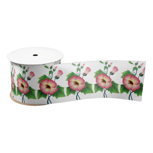 Ruban En Satin Pearly Pink Flowers Thunder_Cove (Bobine)