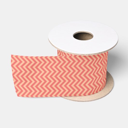 Ruban En Satin Pêche et canneberge Chevron (Bobine)