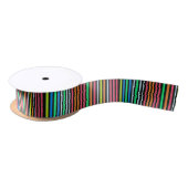 Ruban En Satin Peint Arc-en-ciel rayures noir (Bobine)