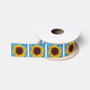 Ruban En Satin Peinture Abstraite de tournesol